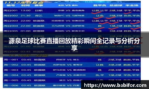 源泉足球比赛直播回放精彩瞬间全记录与分析分享